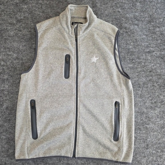 Straight Down Other - Straight Down Vest Mens XL Gray Dallas Stars Fleece Full Zip Pockets Golf